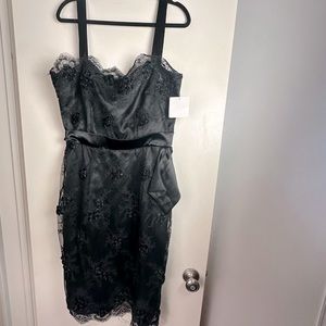 Queen Of Heartz Black Lace Floral Vintage Inspired Pinup Gothic Dress NWT